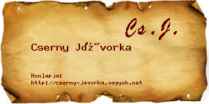 Cserny Jávorka névjegykártya